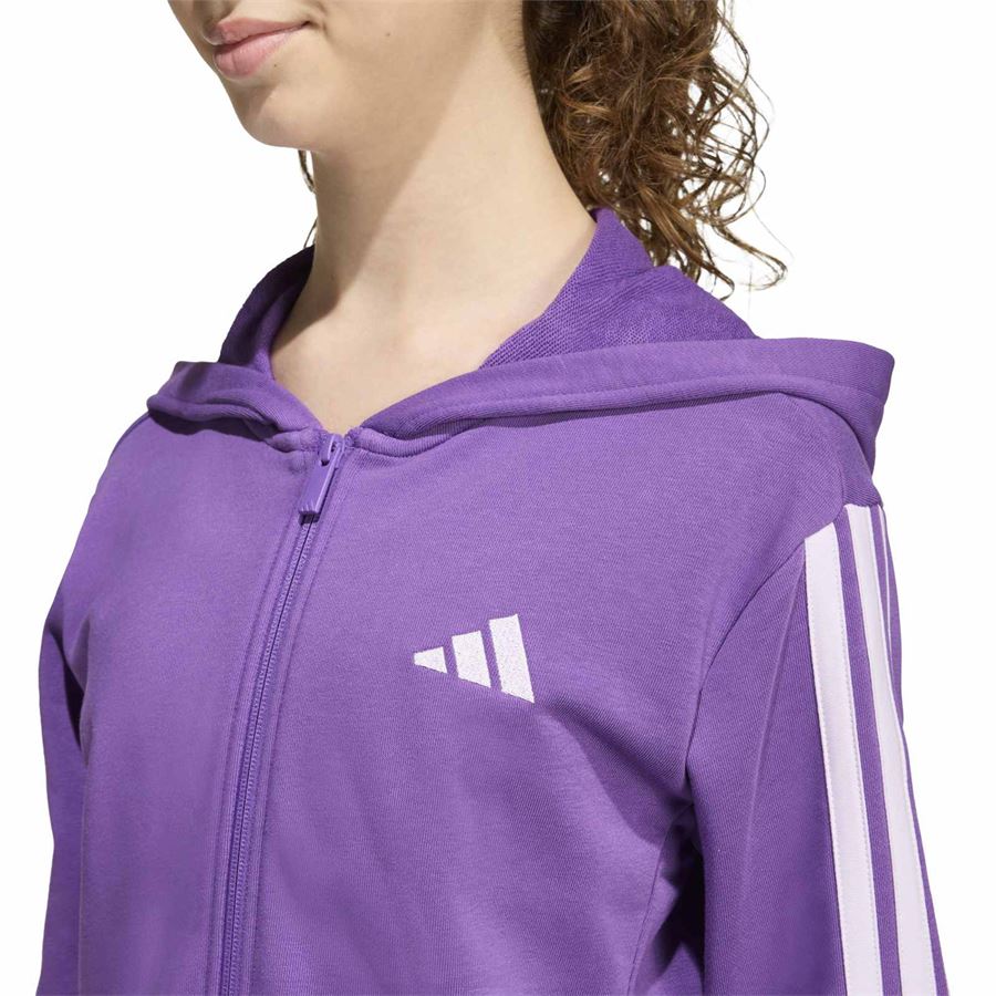 Jg 3 Stripe Full Zip Hoodie Crop felpa da bambina Adidas | KE3013X